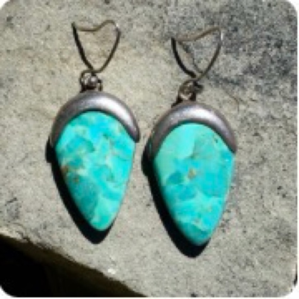Vintage .925 Barse Sterling Silver Turquoise Drop Earrings